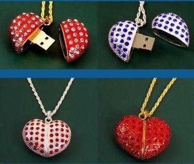 China Company Gift Heart Shape Crystal Jewelry USB Flash Drive 16GB for sale