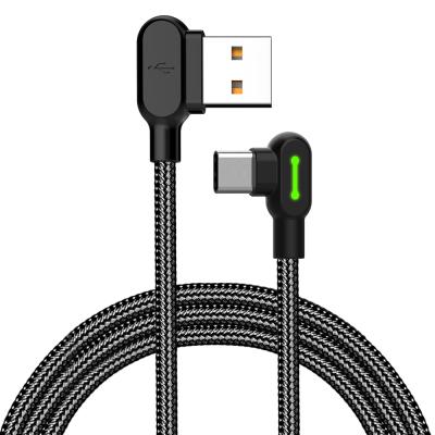 China Sales Design Double Elbow Double Elbow Online Gaming Cable TOP LED 90 Degree QC Fast Charging Mobile Phone Cables Type C Android 0.5M Usb 1.2M 1.8M 3M for sale