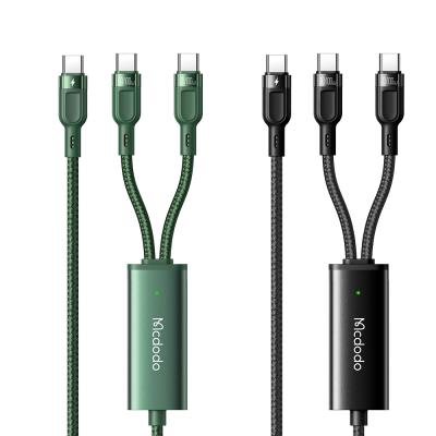 China Mobile Phone Etc.electronic Product 100W With E-marker PD Fast Charging Laptop Cable 5A Charging Type C To Dual USB Type C With Led Cables 2in1 1.2M Green Black for sale