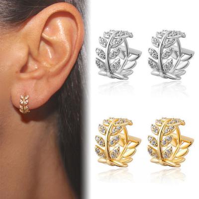 China 2022 new arrivals FASHION circle earrings for women gorgeous jewelry Zircon circle leaf earrings full for sale