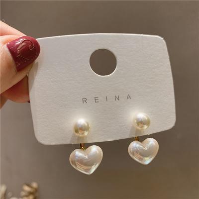 China FASHIONABLE Silver Drop Earrings Heart Shape Pearl Earrings Korean Sweet S925 Needle Earrings for sale