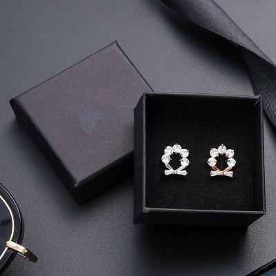 China Cheapest Black Paper Cufflink Bracelet Necklace Gift Jewelry Craft Small Jewelry Craft Packaging Custom Jewelry Box Packaging for sale