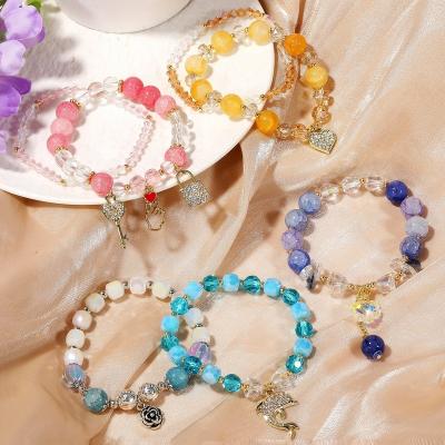 China CLASSIC Different Animal Beaded Colorful Bead Fashion Stone Nature Stone Bangle Pendant Crystal Bracelet for sale