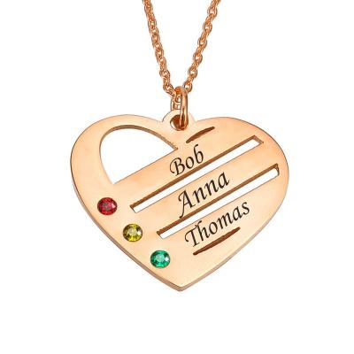 China CLASSIC Custom Heart Laser Logo Stainless Steel Necklace Dangle Pendant Birthstones Name Initial Jewelry Charm Necklace for sale