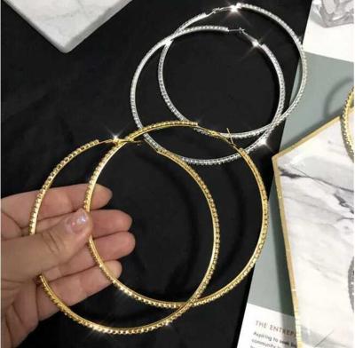 China Big Jewelry 2022 Gold Silver Circle Earrings Fashion Rhinestones Trendy Korean Statement Earrings Women for sale