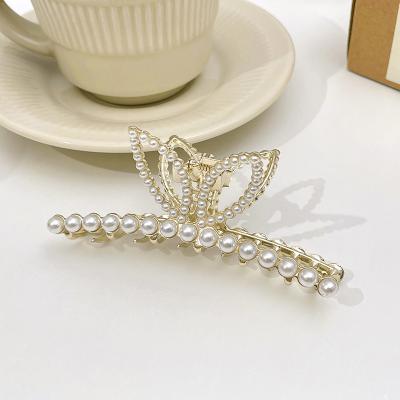 China Use Korean style hairpin women's jaw clip hair clip large size back rabbit pearl shark ears hair accessories new for sale