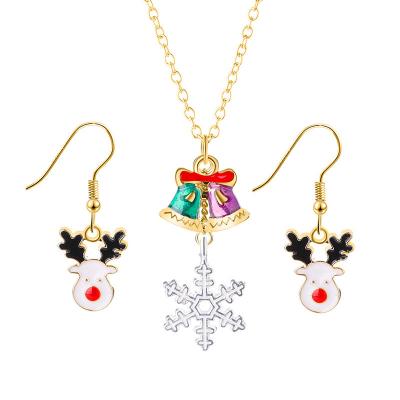 China FASHIONABLE Colorful Christmas Kids Jewelry Sets Necklace Set Lovely Santa Brace Oil Dripping Alloy Earring for sale