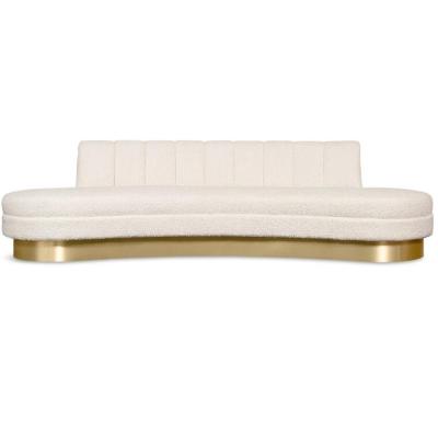 China Contemporary Modern Style Wood Frame Sofa Furniture , Upholstery Gold Stainless Steel Base Curved Sofa for sale