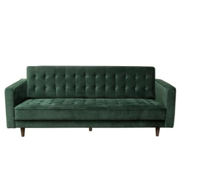 China New Traditional Design Classic Solid Wood Frame Tufted Sofa, Green Velvet With 2 Bolster Pillows Upholstered Sofas for sale