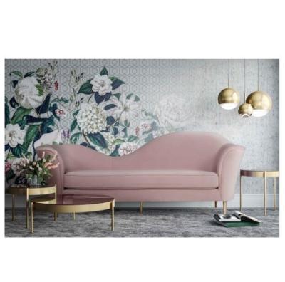 China 2020 new design traditional solid wood frame upholstery blush velvet sofa for living room for sale