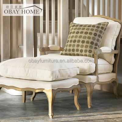 China Super Comfortable French Provincial Wood Frame Lounge Chairs Style Casual Armchairs Living Room Furniture for sale