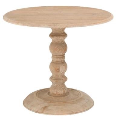 China Antique French Country Style Oak MDF Farmhouse Classic Solid Top Wooden Base Round Dining Table for sale