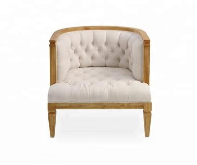 China Traditional French Classic Natural Tufted Event Upholstery Wooden Button Oak Style Rental Sofa For Party for sale