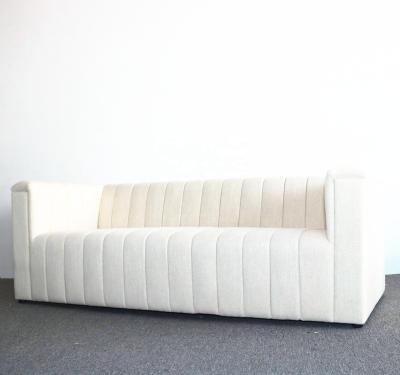 China New Design Traditional Back Channel Style White Fabric 3 Seat Linen Sofa For Living Room And Party Event for sale