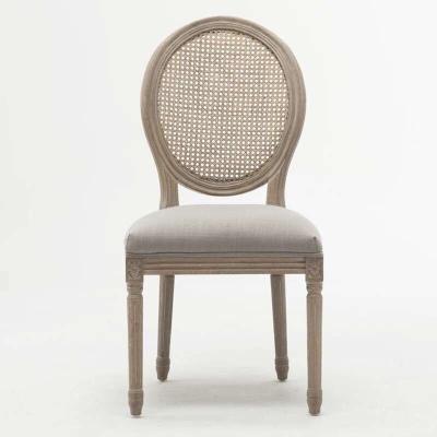 China Traditional French Country Style Oak Wood Furniture Wedding Event, Oak Wood With Rattan Dining Back Chair For Home for sale