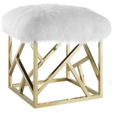 China 2020 Contemporary Genuine Luxurious Modern Gold Sheepskin Ottoman Base for sale