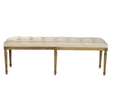 China Storage Rustic Country Style Natural Oak And Canvas Bench , Upholstery Carved Louis Tufted Bench for sale