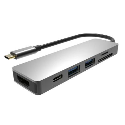 China Audio Transmission Behpex 6 in 1 USB-C Hub with HDMI Port USB Female 3.0 Quick Charge for sale