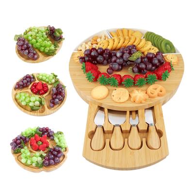 China Viable Bamboo Cheese Charcuterie Platter Cutlery Wooden Panel Set With Stainless Steel Charcuterie Knives for sale