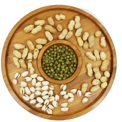 China Sustainable Custom Organic Bamboo Food Dessert Storage Nut Dish Wooden Serving Tray for sale