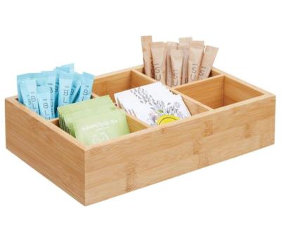 China Viable Hot Selling Bamboo Tea Box Tea Bag Organizer With 6 Divided Sections for sale