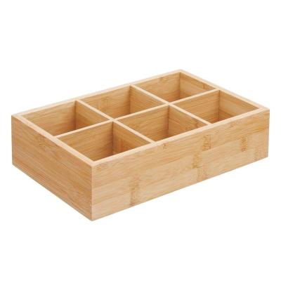 China High Quality Eco-friendly Bamboo Tea Storage Box 6 Compartments Tea Box Organizer for sale