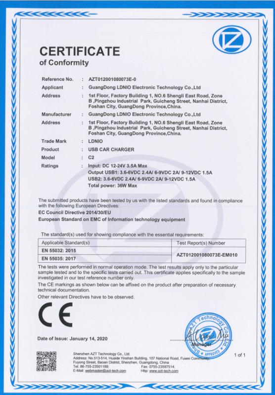 CE - Guangdong Ldnio Electronic Technology Co., Ltd.