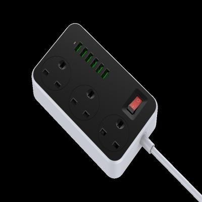 China Residential / General Purpose LDNIO SK3662 Power Strip With 3 UK Outlets 2 Meters Power Cord Power Strip With 6 USB Ports for sale