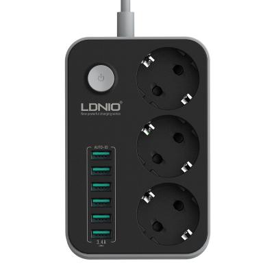 China PC+Copper LDNIO SE3631 CE Power Strip With Usb 2500W 3 AC Outlets CE Power Extension Socket With 2Meters Power Cord for sale