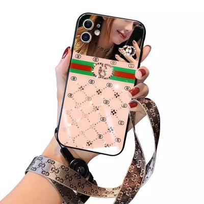 China Original Luxury Diamond Mirror Phone Case Mirror Diamond With Strap Shock Proof Silicone Phone Case For iphone 13 pro 11 x xsmax 7 max 7 8 cover case for sale