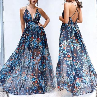 China Summer Sleeveless Breathable Maxi Dress For Women Casual V-Neck Dress 2021 Elegant Casual Dress Women for sale