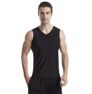 China Anti-wrinkle Men's Non-Wrinkle Vest Wear Ice Sports Obstacle Broad-Shoulder Silk Singlet Knit in Summer,Slim-fitting Thin for sale