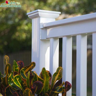 China Easily Assembled High Security Hand Porch PVC Balcony Fence Plastic Stair Fencing Vinyl Railing Barrier Kit for sale