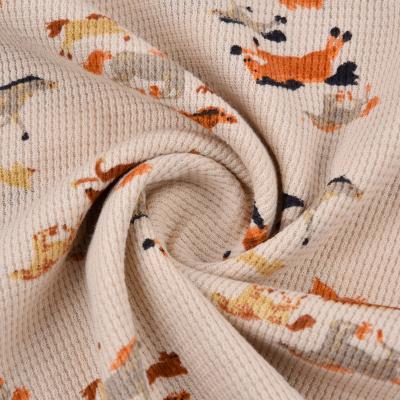 China Wicking CVC 60/40 WAFFLE DYED AND PRINTED 180GSM KNITTED FABRIC (CHILDREN'S DESIGN) for sale