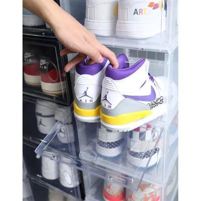 China Premium Clear Stackable Storage Plastic Magnetic Shoe Box Strong And Stackable for sale