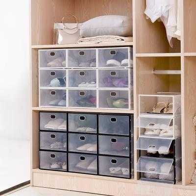 China Plastic Shoe Box (Other) Wholesale Custom Adjustable Magnetic Stackable Clear Transparent Sneaker Storage for sale