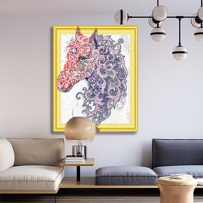 China New arrival 2.5mm round 40X50cm diy diamond painting two horse full modern painting by numbers,abstract painting by numbers for sale