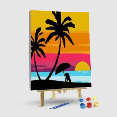 China Home Hand Painted Art Oil Paintings DIY Decorative Wall Art Realistic Sea Beach Decoration Life Landscape for sale