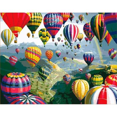 China Hand Painted Realistic DIY Oil Painting By Digital Oil Painting By Air Balloon Landscape Digital Colorful Oil Painting Wall Art Warm Gift for sale