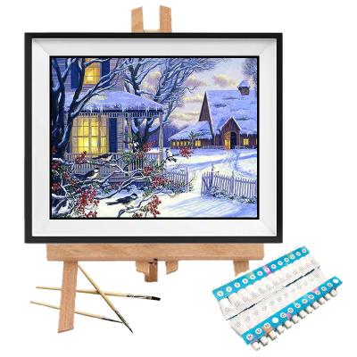 China New Classical / Postmodern Hot Selling Yes Framed Snow Landscape DIY Painting By Numbers For Adult for sale