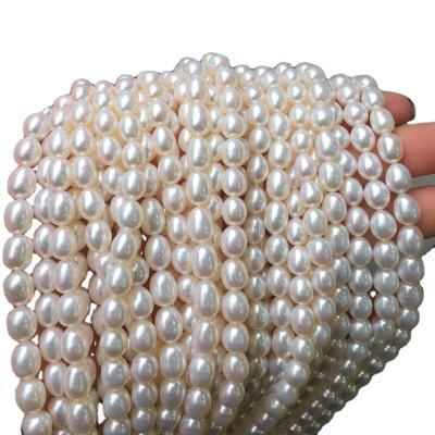 China Pure Pearl All Natural Freshwater Pearl Necklace 7-8mm DIY Semi-finished Without Loop Rice Strong Light Flawless Pearl for sale