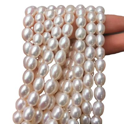 China Natural Freshwater Pearl Necklace 7-8mm DIY Semi-finished Pure Pearl Without Buckle Rice Light Strong Flawless Pearl for sale