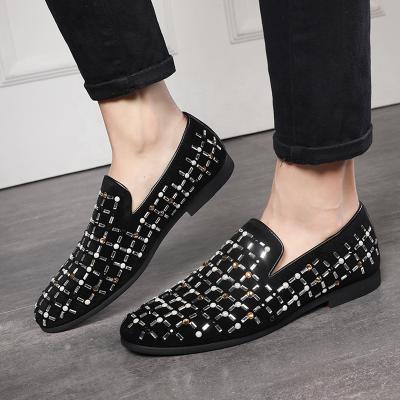 China Large Size SS0493 Latest Stylish Rhinestone Man Loafers 2019 Stylish Men's Casual Slip On Shoes for sale