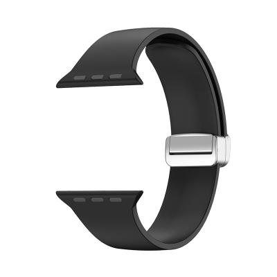 China Silicone Hot Sale Soft Smart Watch Band Silicone Band monochrome foldable Silicone Strap With Magnetic Buckle For iWatch Band for sale