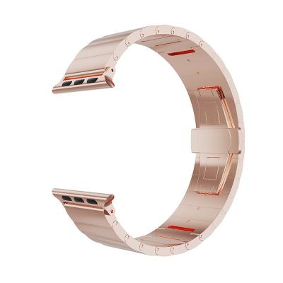 China Stainless steel Custom Design Smart Watch Band One Bead Link Quick Release Fashion Steel Metal Stainless Steel Watch Band Strap For iWatch for sale