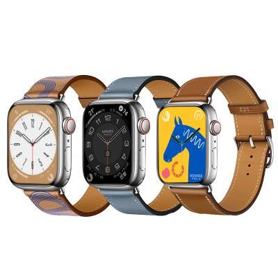 China Fashionable Watch Strap Calf Skin Watch Strap Band Aapplewatch Band Luxury Leather Official Same Watch Strap watchband For IWatch Series Ultra 49MM for sale