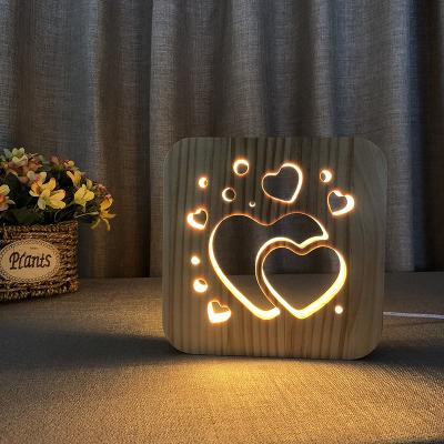 China Modern Wooden 3D LED Night Light Love for sale