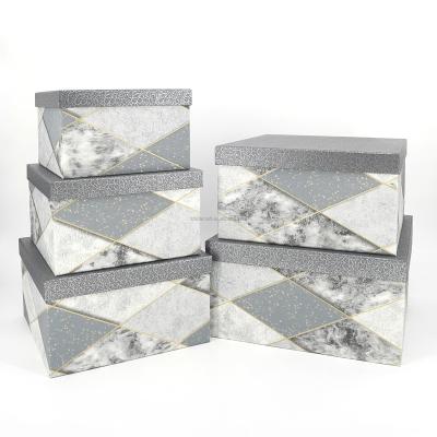 China Stylish Recyclable High Strength Gray Wallpaper Board Unique Decorative Gift Storage Packing Boxes For Gifts For Clothes for sale