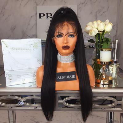 China Wholesale Black Hair Silky Straight Wave Long Full Lace Front Wig With Baby Hair for sale