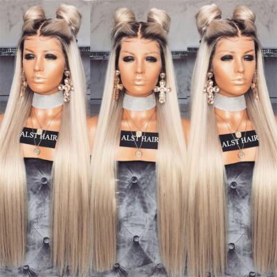 China 40inch silky straight wave light platinum 1b/613 blonde ombre wig for women hair lace front wig color ombre straight for sale